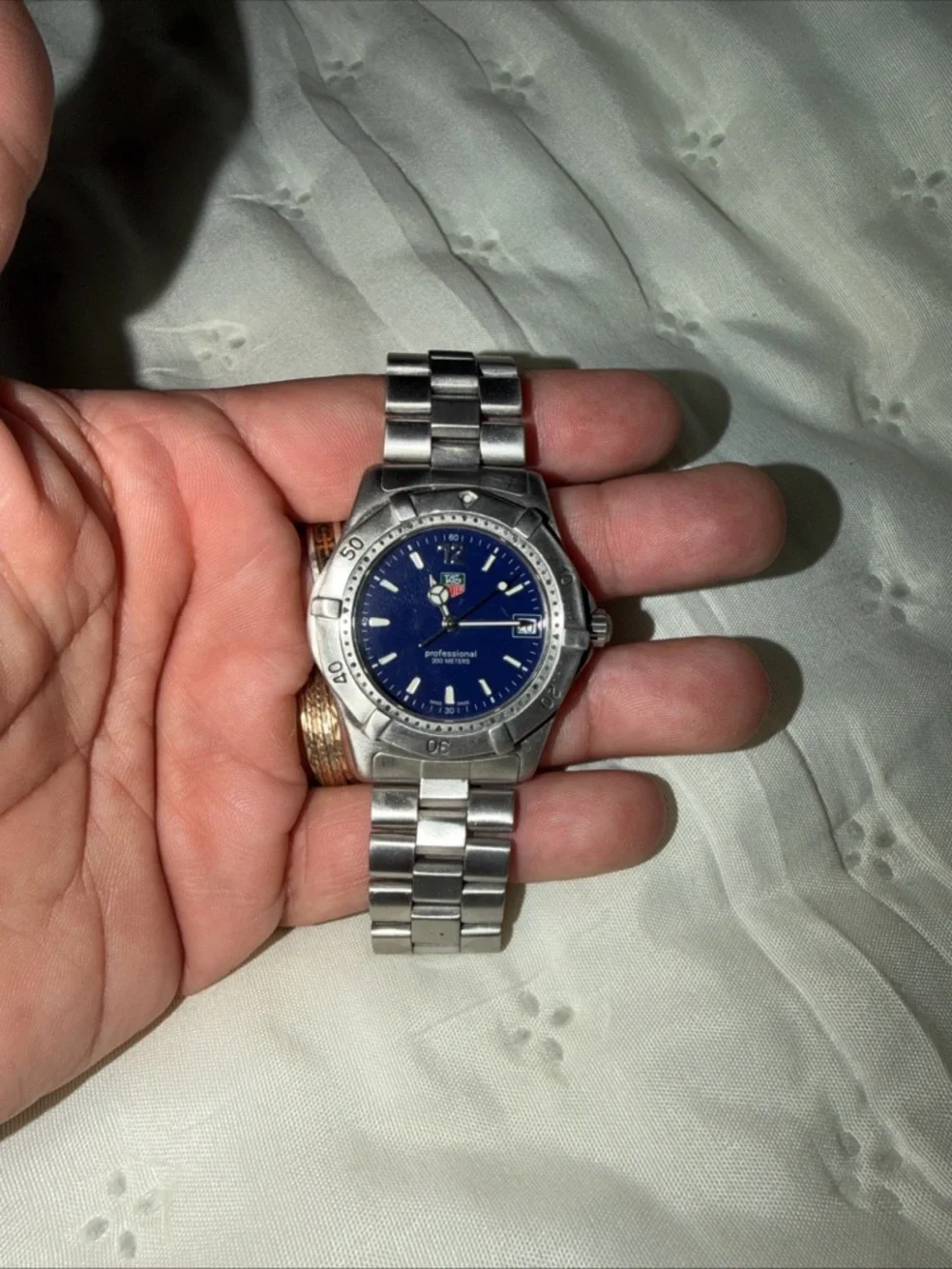 Tag Heuer Men's Stainless Steel Watch with Blue Dial and Silver Bracelet